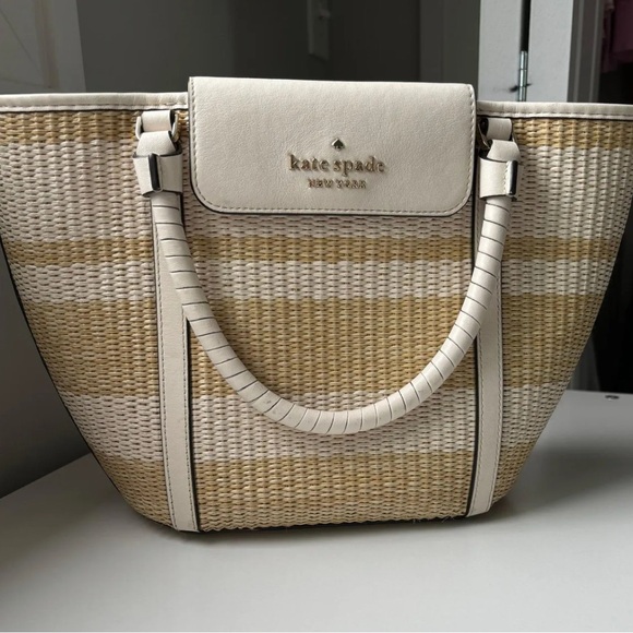 Kate Spade Tan and Cream Striped Tote - Picture 1 of 3